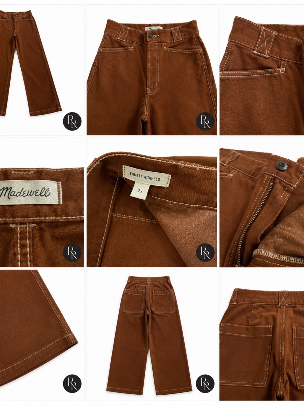 Madewell Emmett Wide Leg Crop Brown Utility Pants Size 23